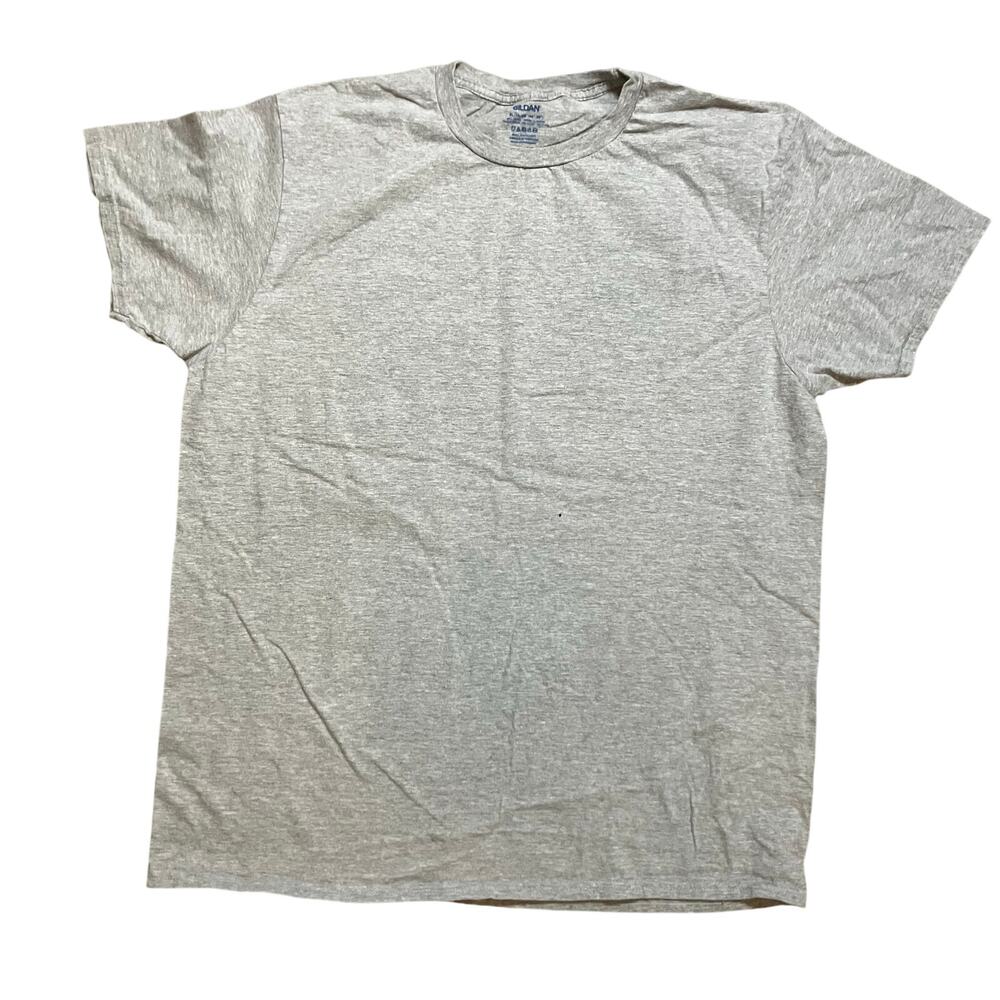Gildan Heather Gray Crew Neck Tee Cotton Blend Basic Streetwear XL